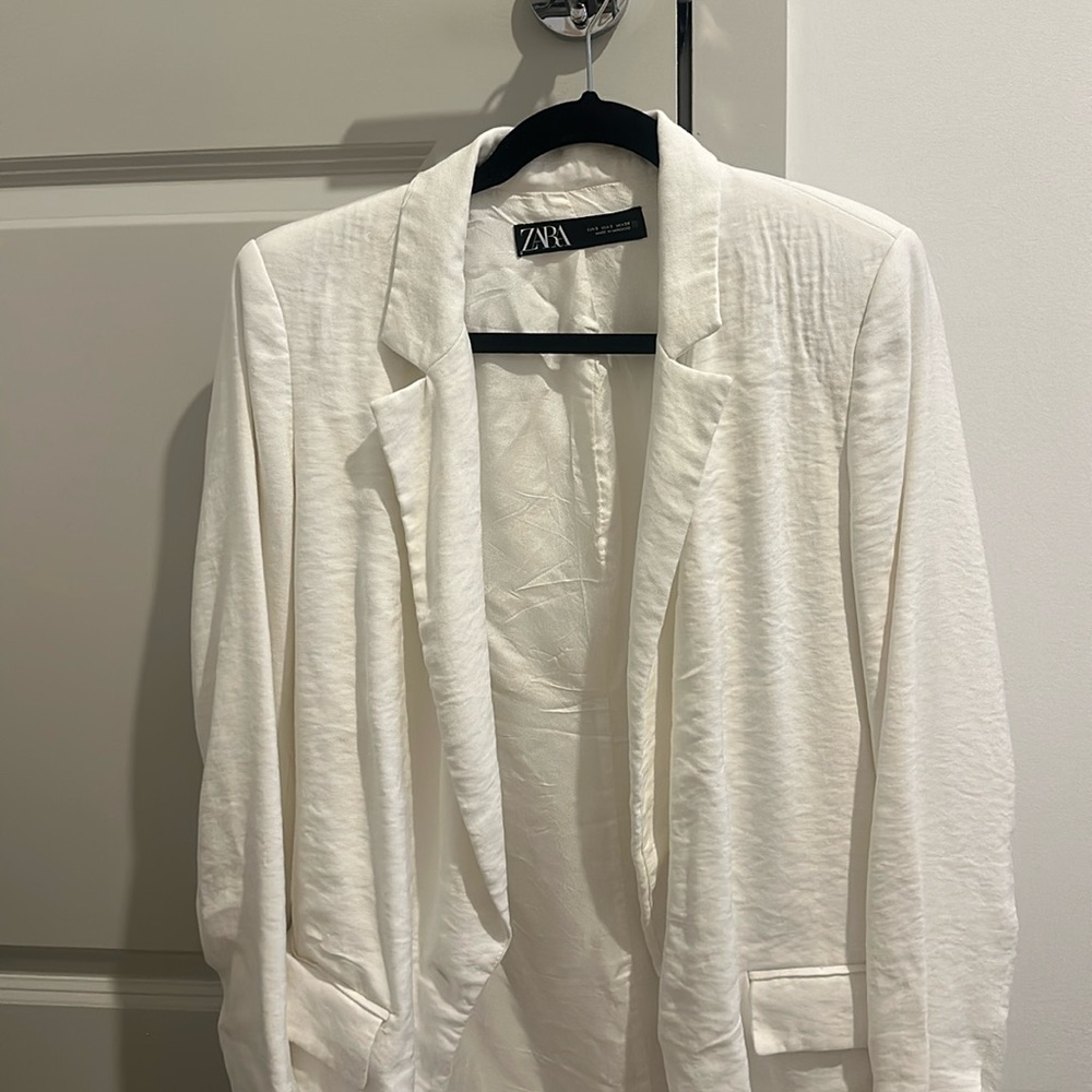 Zara white linen blazer